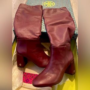 Tory Burch Brooke Slouchy Boot in “New Claret” - Size 7.5